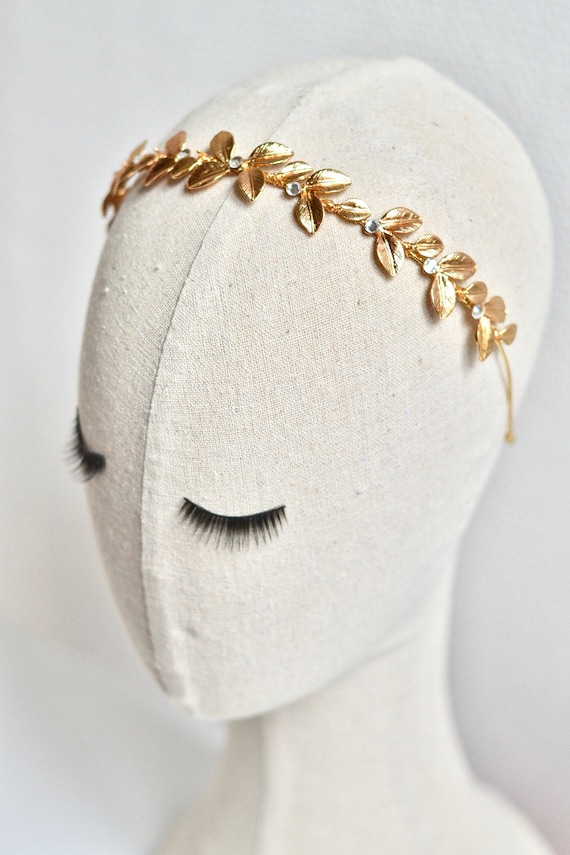 Bandeau Diadème Déesse Doré Avec Feuilles - Accessoire Fête, Mariage, Soirée Pour Cheveux