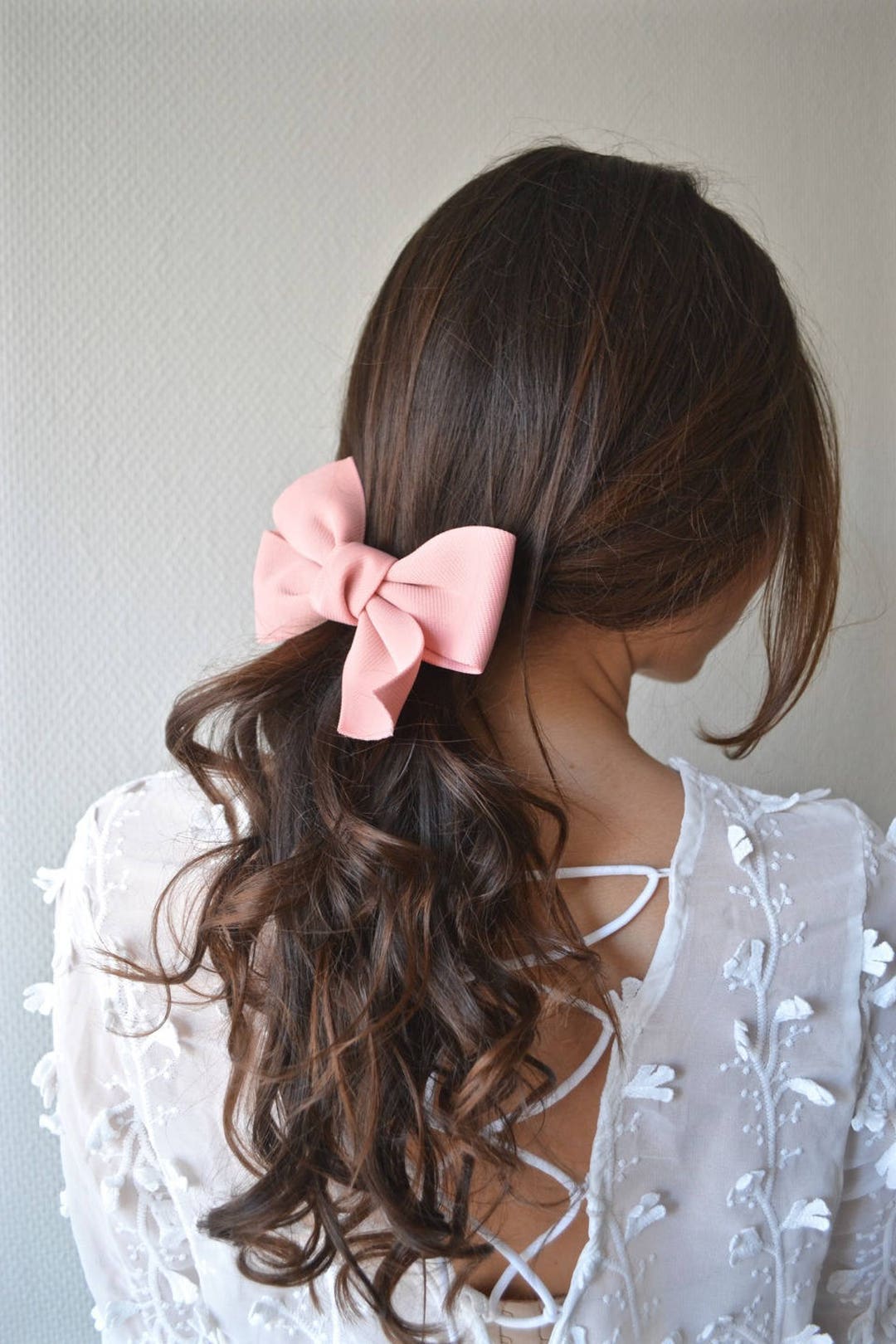 Barrette à Cheveux Noeud Bicolore - Rose Fushia Et Bleu Foncé - Idée Cadeau - Neuf