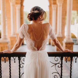 Beaded Chain Back Necklace, Bridal Neckline Body Jewelry, Classic Boho Wedding, Backless Dress Neckline, Shoulder Chain Accessory