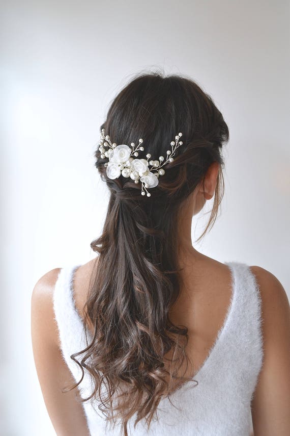 Pettine Per Capelli Da Sposa Da Giardino, Argilla Cremosa, Fiore In Ceramica, Foglia, Accessori Per Capelli Da Sposa Per La Sposa, Damigella D'onore, Regalo Per Ragazze - Foto 5