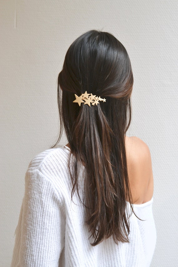 Barrette Stars Comb Clamp Clip Pin Gold Stars Wedding Matte  display picture 3