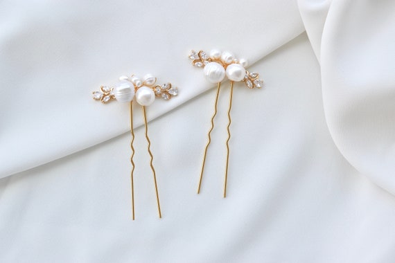 Pique à Chignon En Bois Avec Perles Et Motif Fleur Jaune - Bijou De Cheveux Neuf, Pour Toutes Occasions