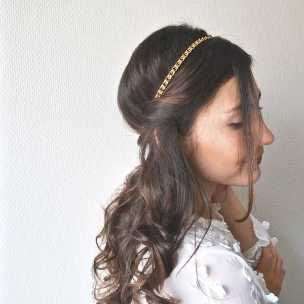 Bridal headband headband, golden hair chain, head jewelry hair hairstyle wedding golden headband romantic wedding boho fine silver