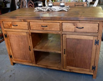 Solid Wood, Hand Built Farmhouse Kitchen Island