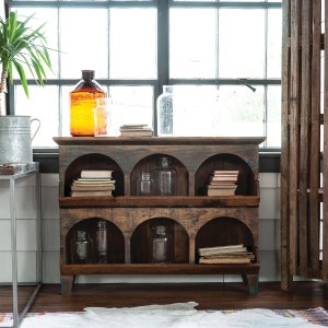 Beautiful Solid Wood Six Compartment Cubby Cabinet.