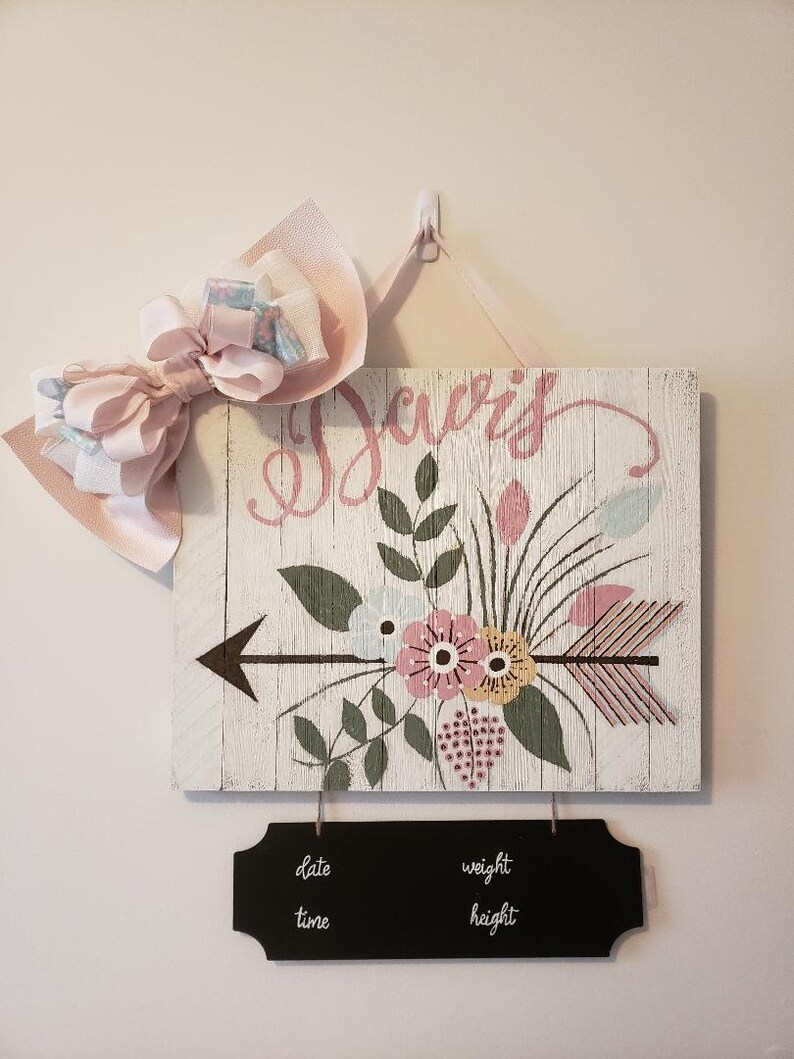 Rustic baby girl hospital door hanger Etsy