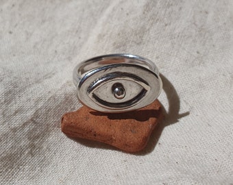 Handmade Recycled Sterling Silver Evil Eye Ring