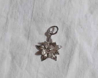 Vintage Upcycled Reworked Sterling Silver Flower Pendant