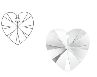 Coeurs x 4 Cristal à Facettes AB Verre 14 mm Epaisseur 5 mm ,Trou 1 mm,Pour Créations des Bijoux Pendentifs