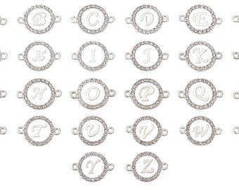 x 1 = Connecteurs Lettres 2 liens ,idéale pour bracelets avec strass couleur blanc argent