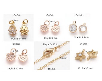 Pendants Micro-Pavé Zirconia Cubic Choice , Necklace Gold Plated 18 K 44,5 Cm ,Compose your birthday gift , Christmas gift