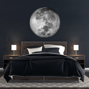 Full Moon Wall Decal, FREE SHIPPING, High Resolution, Easy to apply! Moon Wall Decal, Kids room, mural, space