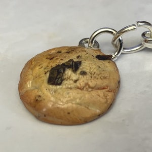 Chocolate Chip Cookie miniature polymer clay charm, jewellery, knitting stitch marker or progress keeper by Charming Minis image 1