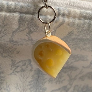 Swiss Cheese miniature polymer clay charm, jewellery, knitting stitch marker or progress keeper by Charming Minis image 3