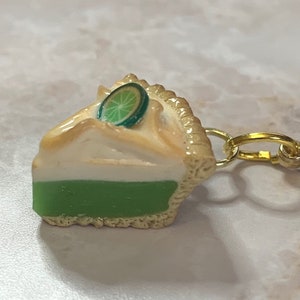 Key Lime Pie miniature polymer clay charm, jewellery, knitting stitch marker or progress keeper by Charming Minis