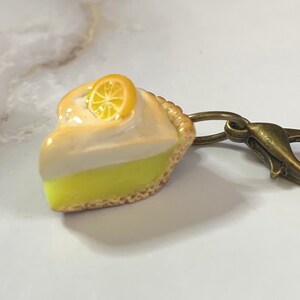 Lemon Pie miniature polymer clay charm, jewellery, knitting stitch marker or progress keeper by Charming Minis image 1