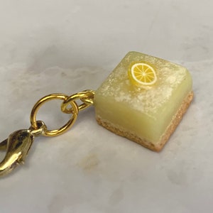 Lemon Square miniature polymer clay charm, jewellery, knitting stitch marker or progress keeper by Charming Minis