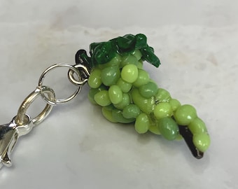 Green Grapes miniature polymer clay charm, jewellery, knitting stitch marker or progress keeper by Charming Minis