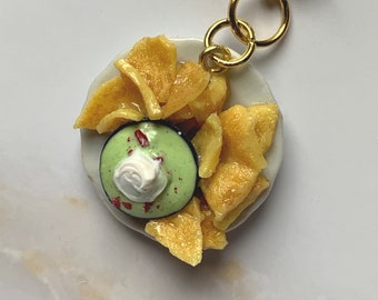 Plate of Nachos polymer clay charm, jewellery, knitting stitch marker or progress keeper by Charming Minis