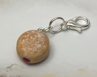 Jam Buster miniature polymer clay charm, jewellery, knitting stitch marker or progress keeper by Charming Minis