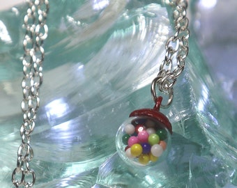 Gumballs miniature polymer clay charm necklace by Charming Minis