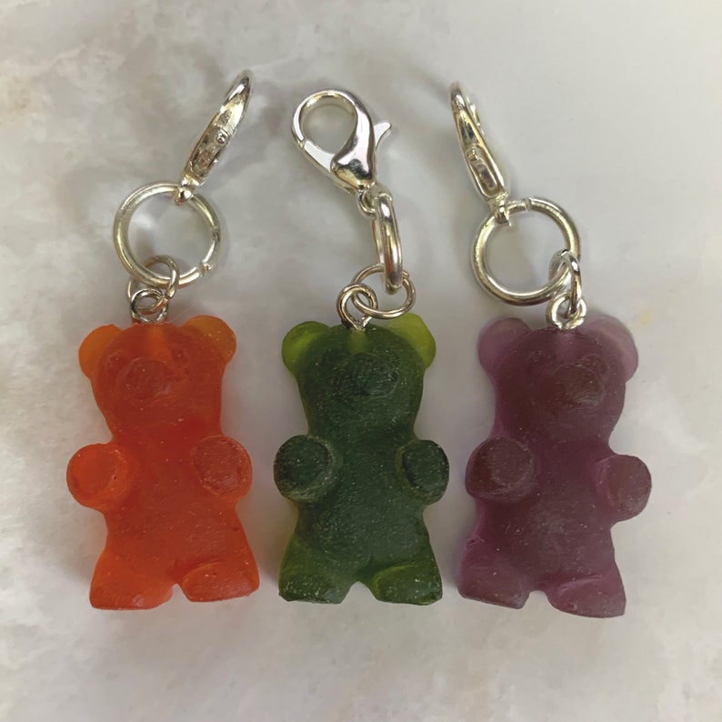 Set of 3 Gummy Candy Set 2 miniature epoxy resin charms, jewellery, knitting stitch markers or progress keepers by Charming Minis image 1