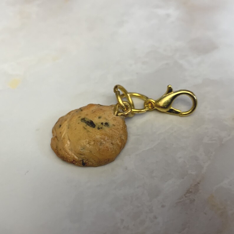 Chocolate Chip Cookie miniature polymer clay charm, jewellery, knitting stitch marker or progress keeper by Charming Minis image 5