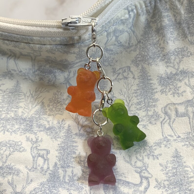 Set of 3 Gummy Candy Set 2 miniature epoxy resin charms, jewellery, knitting stitch markers or progress keepers by Charming Minis image 2