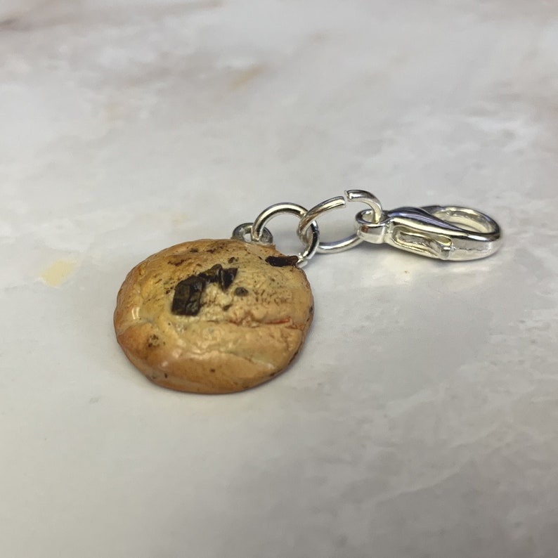 Chocolate Chip Cookie miniature polymer clay charm, jewellery, knitting stitch marker or progress keeper by Charming Minis image 1