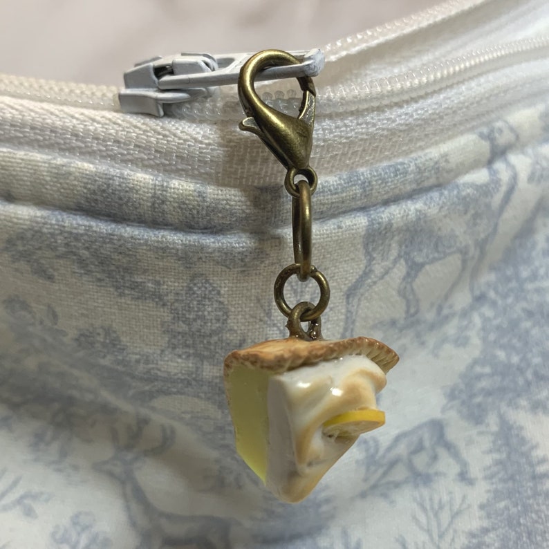 Lemon Pie miniature polymer clay charm, jewellery, knitting stitch marker or progress keeper by Charming Minis image 5