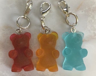 Set of 3 Gummy Candy (Set 1) miniature epoxy resin charms, jewellery, knitting stitch markers or progress keepers by Charming Minis