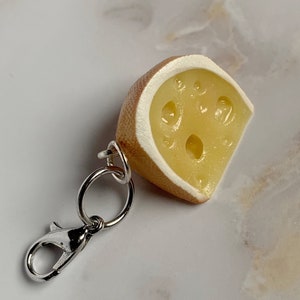 Swiss Cheese miniature polymer clay charm, jewellery, knitting stitch marker or progress keeper by Charming Minis image 2