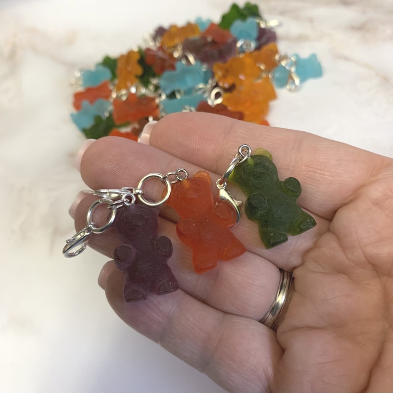 Set of 3 Gummy Candy Set 2 miniature epoxy resin charms, jewellery, knitting stitch markers or progress keepers by Charming Minis image 3