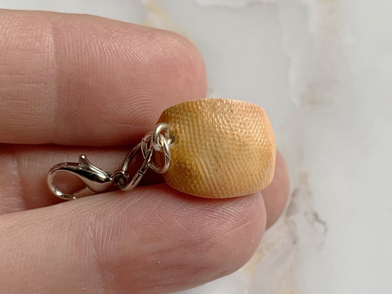 Swiss Cheese miniature polymer clay charm, jewellery, knitting stitch marker or progress keeper by Charming Minis image 4