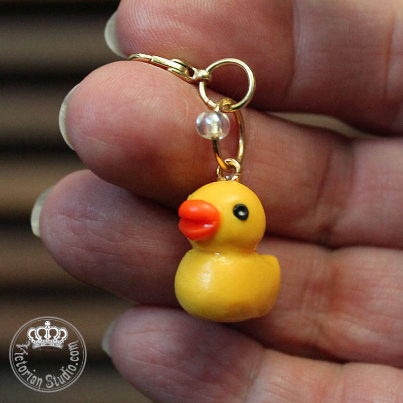 Rubber Duck miniature polymer clay charm jewellery knitting Etsy