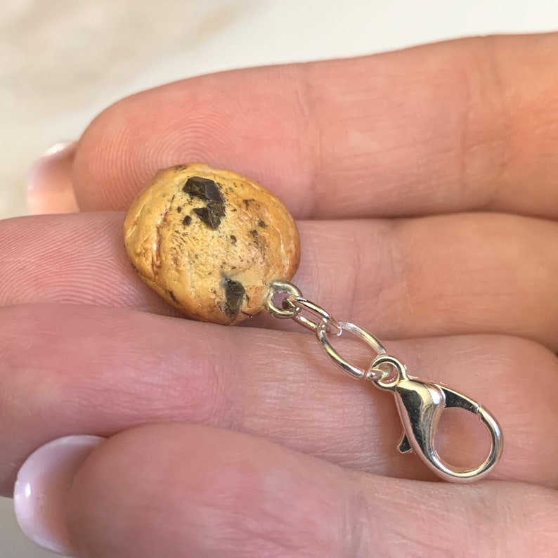 Chocolate Chip Cookie miniature polymer clay charm, jewellery, knitting stitch marker or progress keeper by Charming Minis image 7
