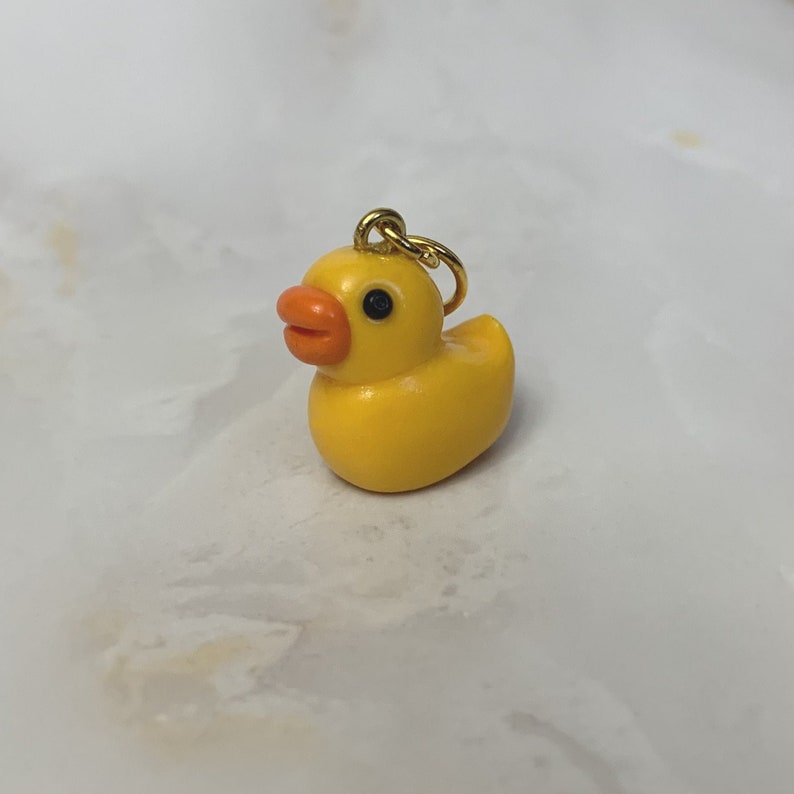 Rubber Duck Yellow and Orange miniature polymer clay image 1