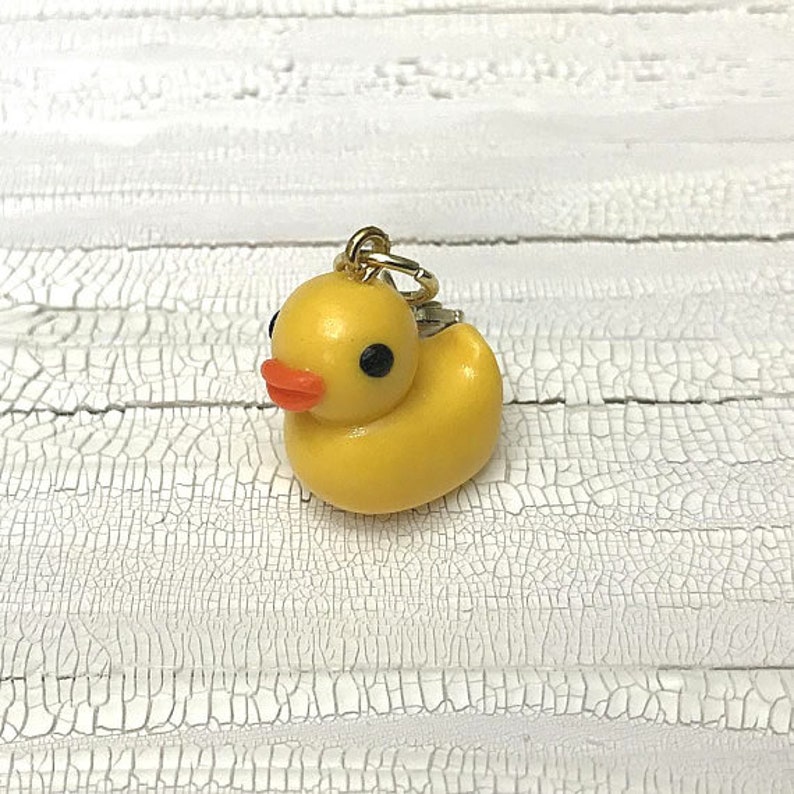 Rubber Duck miniature polymer clay charm jewellery knitting Etsy