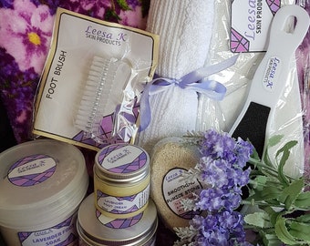 Lavender Foot Hamper Pamper Box, Lavender Foot Kit, Relaxing Foot Box, Spa box for Feet.