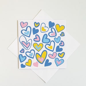 Colourful hearts blank greeting card, valentine's greeting card