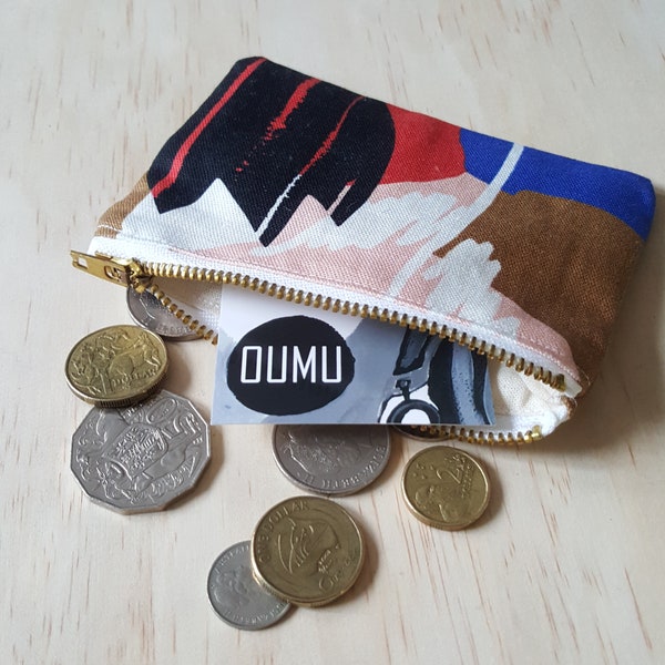 OUMU bright tulip print, coin purse, handmade, small zipper pouch, accessory, gifts for her, mother’s day gift, gift ideas,  gift for girls