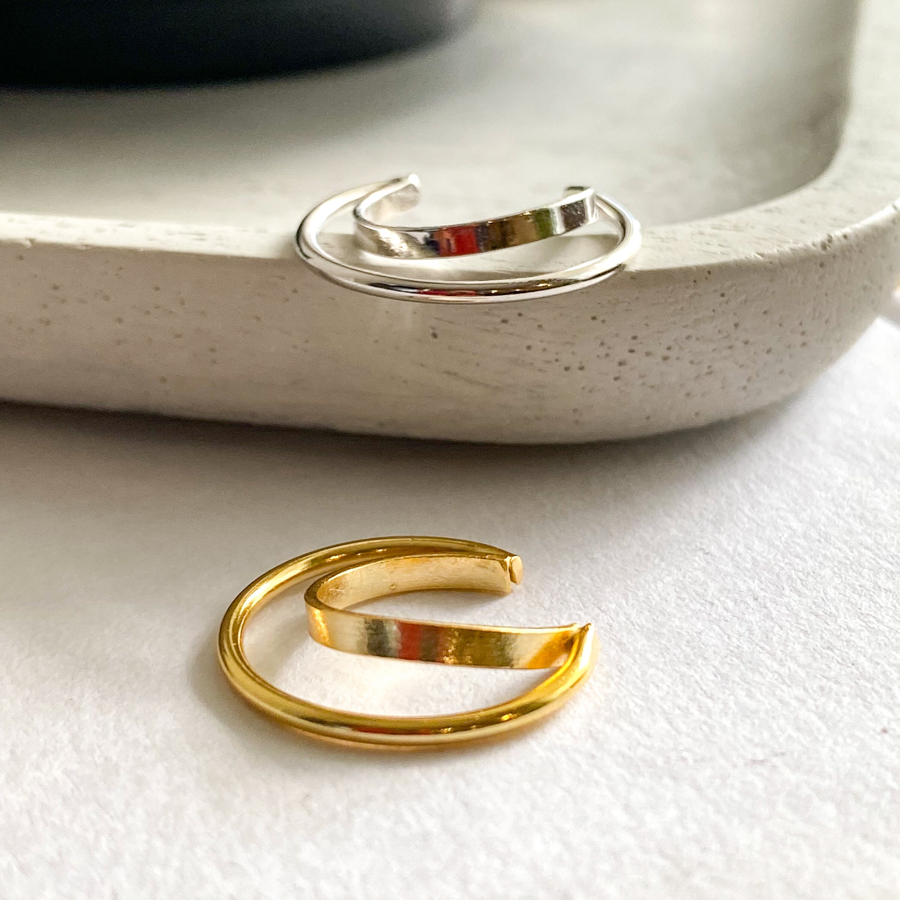 Large Double Hoop Ear Cuff Faux Orbital Earring Etsy