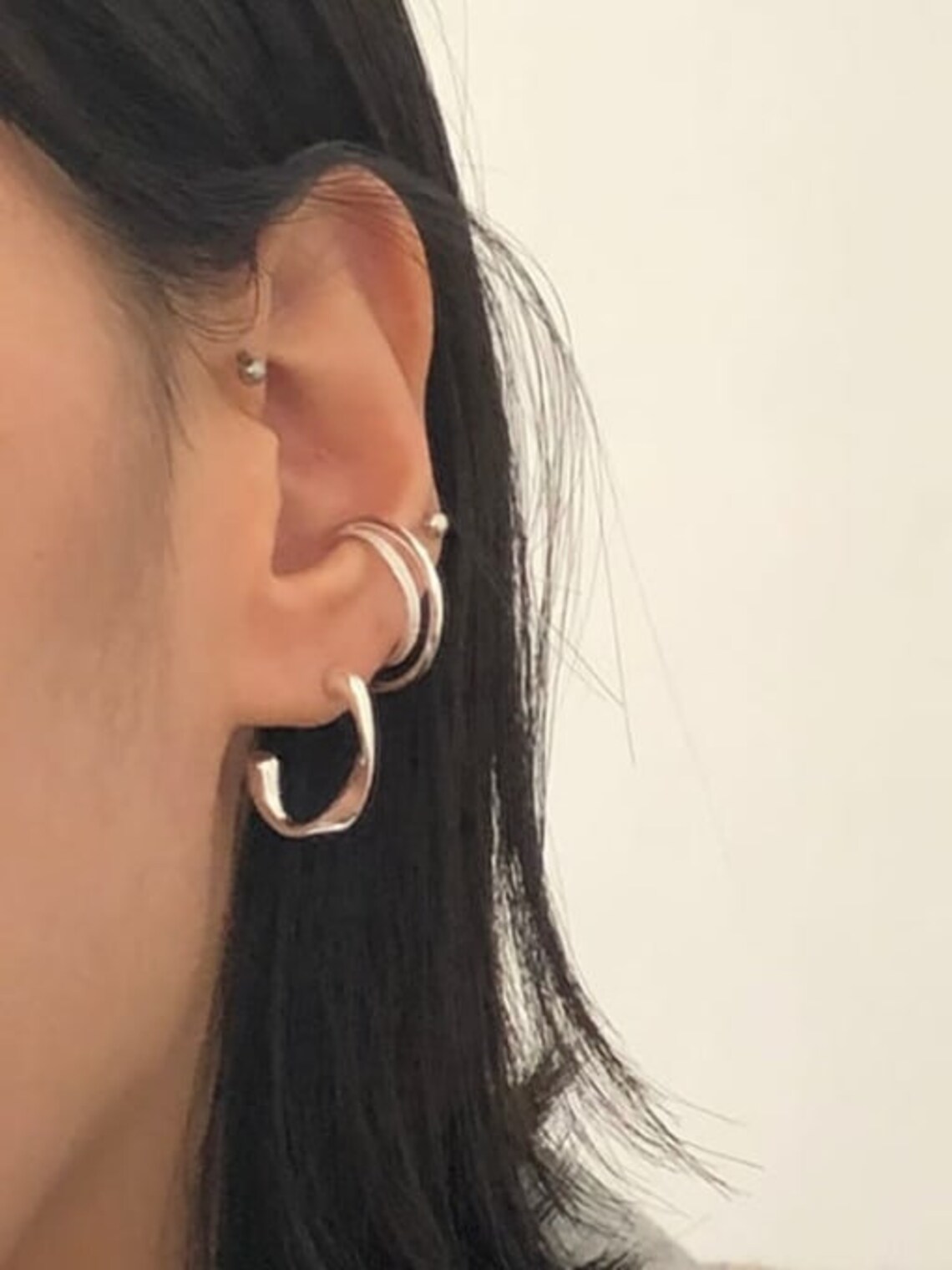 Large Double Hoop Ear Cuff Faux Orbital Earring Etsy