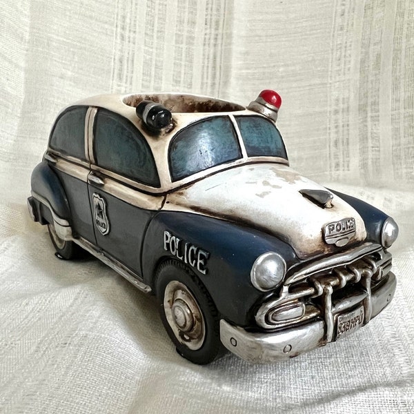 Vintage Police Car Tea Light Candle Holder, Vintage Police Car Decor, Rare Find
