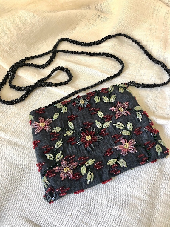 Pierre Urbach Beaded Mini Crossbody Purse, Floral