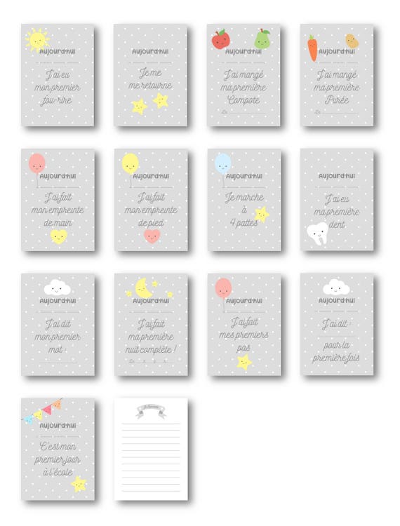 Cartes Etapes Premieres Fois De Bebe Premiere Annee De Bebe Carte Etape Cartes A Photographier Mes Premieres Fois Lot De 12 Cartes En Papier Haut De Gamme Produits Handmade Bebe Et Puericulture