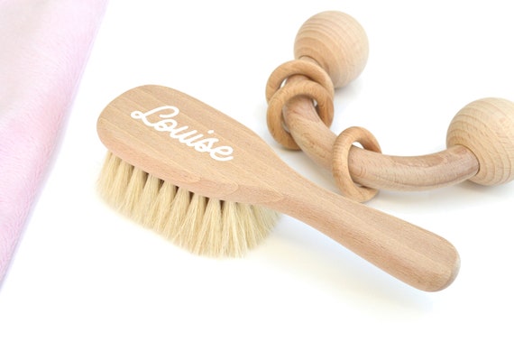 personalised wooden baby brush