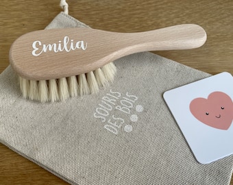 Personalized baby hairbrush Baby gift for birth, baptism Personalized newborn gift, wood, baby brush