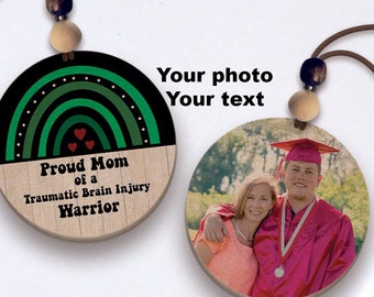TBI Awareness Car Charm: Custom Photo, Head Injury Support