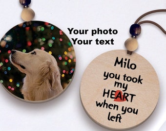 Personalized Pet Loss Car Charm, Custom Photo Memorial Gift